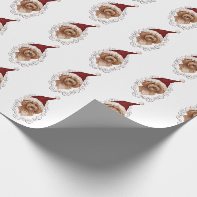 Papier Cadeau Beau Noël de peinture de chien de Labradoodle (Coin)