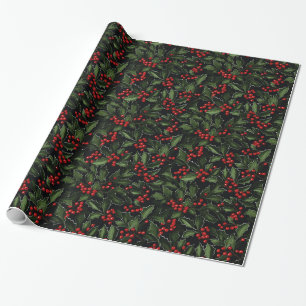 Papier Cadeau Beau Noël Holly Berry