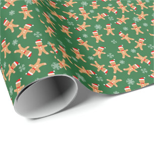 Papier Cadeau Beau Noël Pain d'épices Hommes Pneus de neige