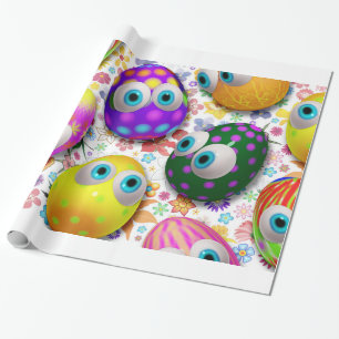 Papier Cadeau Beau papier de caricature OEufs de Pâques