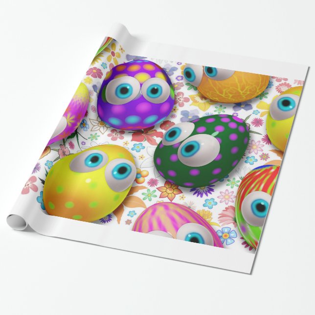 Papier Cadeau Beau papier de caricature OEufs de Pâques (Déroulé)