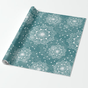 Papier Cadeau beau papier d'emballage avec flocons en hiver