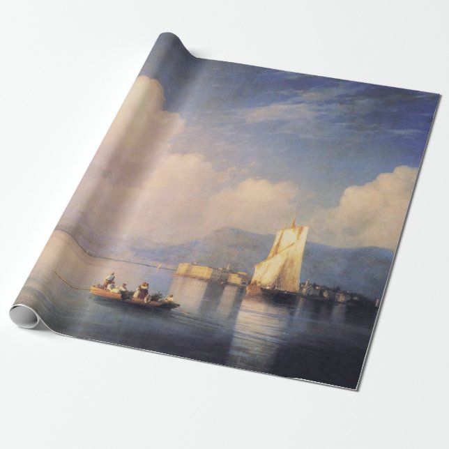 Papier Cadeau Beau papier d'emballage de peinture de lac (Déroulé)