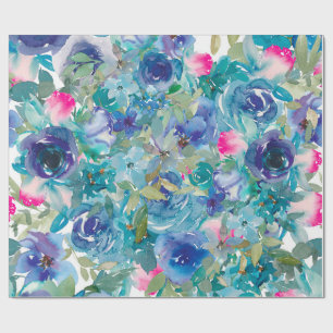 Papier Cadeau Beau papier d'enveloppement de fleurs d'aquarelle