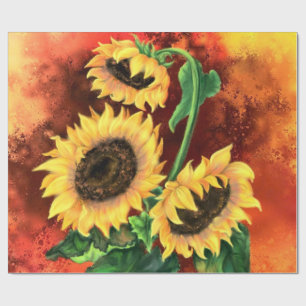 Papier Cadeau Beau papier enveloppant trois tournesols