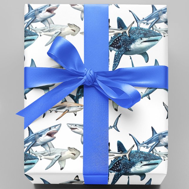Papier Cadeau Beaucoup d'aquarelle de requins (Créateur téléchargé)