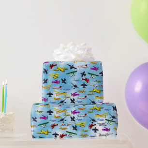 Papier Cadeau Beaucoup d'avions Jets Avions de chasse Fun Garço