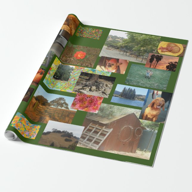 Papier Cadeau beaucoup de trucs propres collage avec des arbres, (Déroulé)