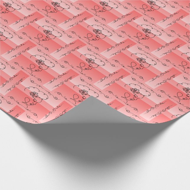 Papier Cadeau Beauté : Coral Line Art Cadeau Rouleau (Coin)