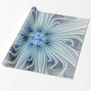 Papier Cadeau Beauté florale Abstraite moderne Blue Pastel Flowe