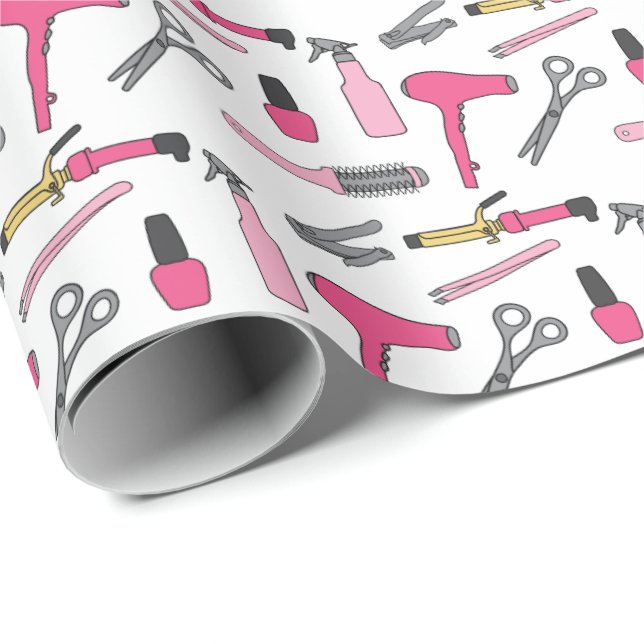 Papier Cadeau Beauté, salon, coiffeur, technologie d'ongle (Coin rond)