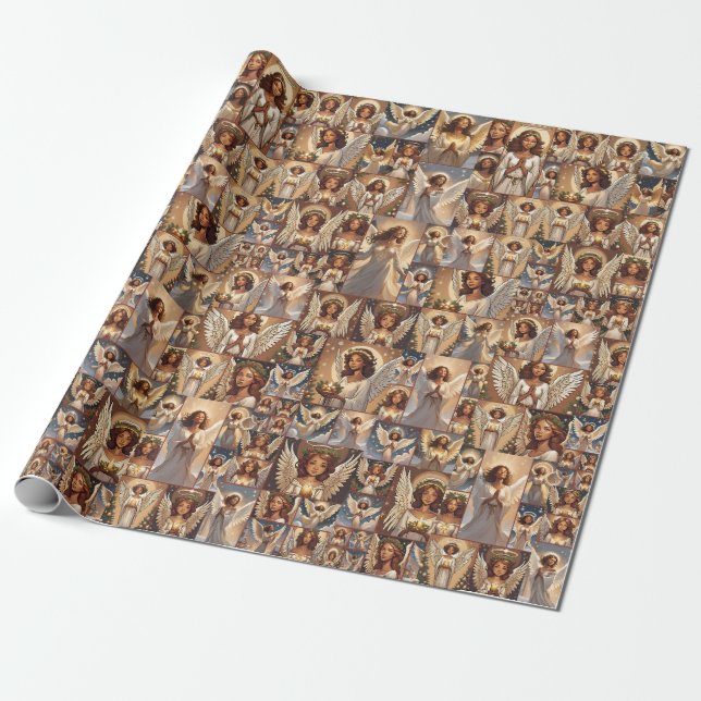 Papier Cadeau Beaux anges de Noël (Déroulé)