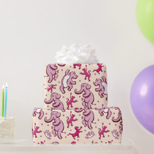 Papier Cadeau Beaux Animaux Danse Motif rose