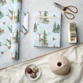 Papier Cadeau Beaux animaux d'hiver Jeunes écureuils de cerfs Oi