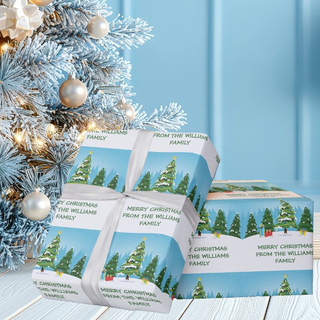 Papier Cadeau Beaux arbres de Noël personnalisables (Créateur téléchargé)