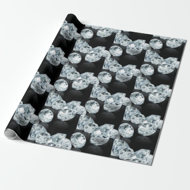 Papier Cadeau Beaux diamants de verre noir cadeau (Déroulé)