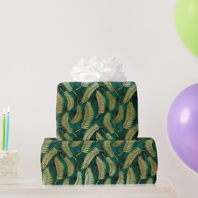 Papier Cadeau Beaux Feuilles Tropical Gold et Green (Cadeaux de fête)