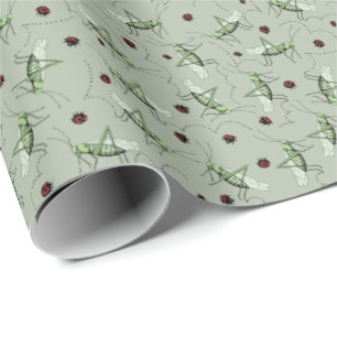 Papier Cadeau Beaux Grasshoppers Verts Insectes Enfants