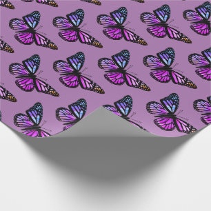 Papier Cadeau Beaux papillons d'aquarelle Motif violet