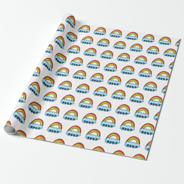 Papier Cadeau Bébé arc-en-ciel lumineux naissance bienheureux na (Déroulé)