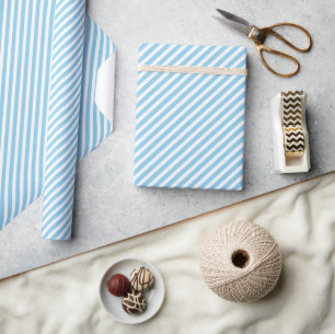 Papier Cadeau Bébé Bleu Bleu Diagonale Motif d'art