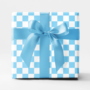 Papier Cadeau Bébé bleu et blanc à carreaux