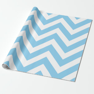 Papier Cadeau Bébé Bleu et Blanc Grandes Dimensions Chevron