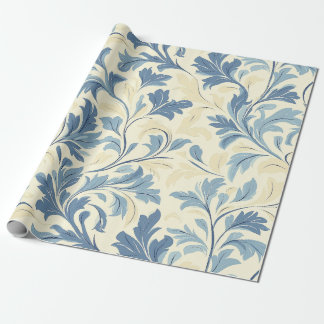 Papier Cadeau Bébé Bleu et crème Flourdissant Design Motif