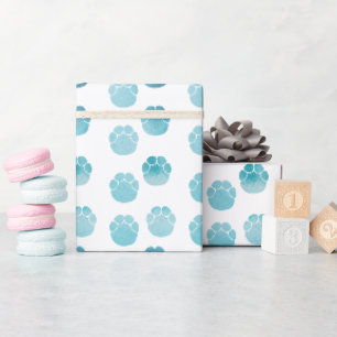 Papier Cadeau Bébé bleu mignon Empreintes Eléphant Aquarelle