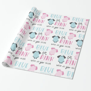 Papier Cadeau Bébé bleu ou rose Genre Révéler Fête Douche