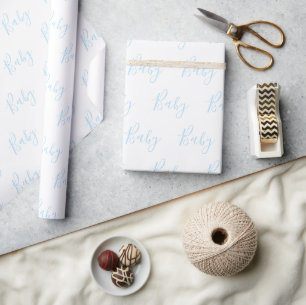 Papier Cadeau Bébé bleu personnalisé Bébé élégant