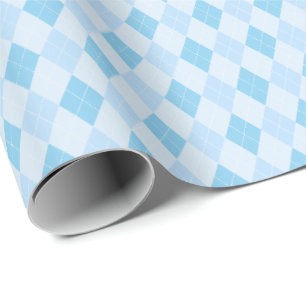 Papier Cadeau Bébé Bleu Petit Baby shower Jacquard