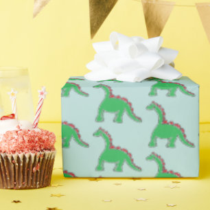 Papier Cadeau Bébé Brontosaure Dessin Animé Dinosaure Équipement