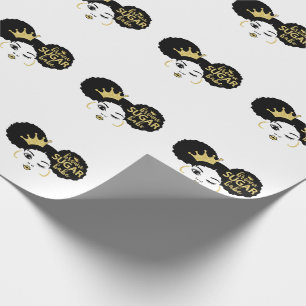 Papier Cadeau Bébé Brown de sucre en noir et or