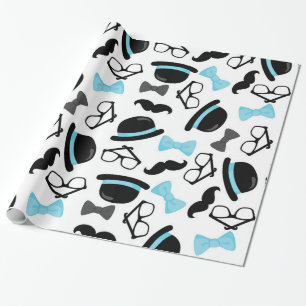 Papier Cadeau Bébé c'est homme de moustache bleue de garçon un