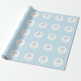 Papier Cadeau Bébé de Noël Bleu Simple moderne géométrique