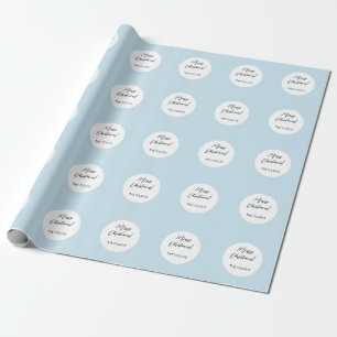 Papier Cadeau Bébé de Noël Bleu Simple moderne géométrique