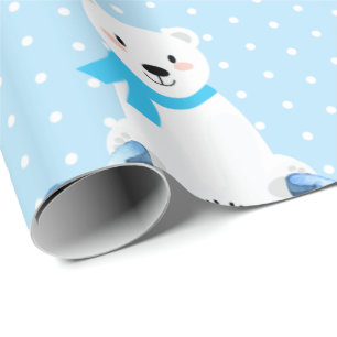 Papier Cadeau Bébé d'hiver de l'ours polaire bleu