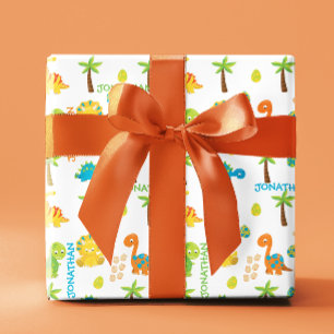 Papier Cadeau Bébé Dinosaur Jurassique Personnalisé