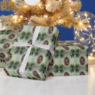 Papier Cadeau Bébé écureuils gris Noël