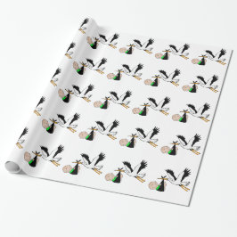 Papier Cadeau Bébé et cigogne nouveau-nés