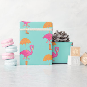 Papier Cadeau BÉBÉ Flamingle Flamant rose rose Douche