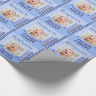 Papier Cadeau Bébé Garçon 1er Anniversaire bleu scrapbooking Env