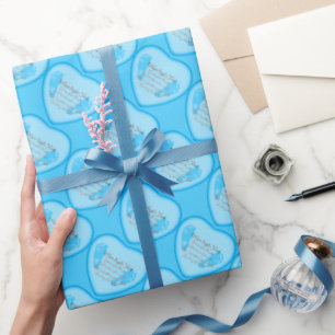 Papier Cadeau Bébé Garçons Empreinte-Empreinte Papier d'envelopp