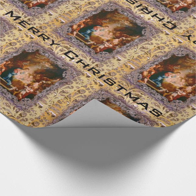 Papier Cadeau Bébé Jésus né pour sauver victorien (Coin)
