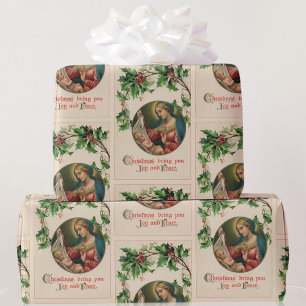 Papier Cadeau Bébé Jésus Noël Joie Vintage Carte Reproduction
