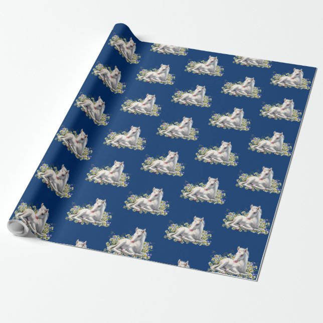 Papier Cadeau Bébé magique Unicorne Floral (Déroulé)