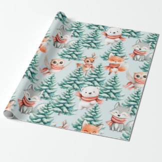 Papier Cadeau Bébé mignon Animaux Papier d'enveloppement de Noël