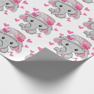 Papier Cadeau Bébé mignon Eléphant fille