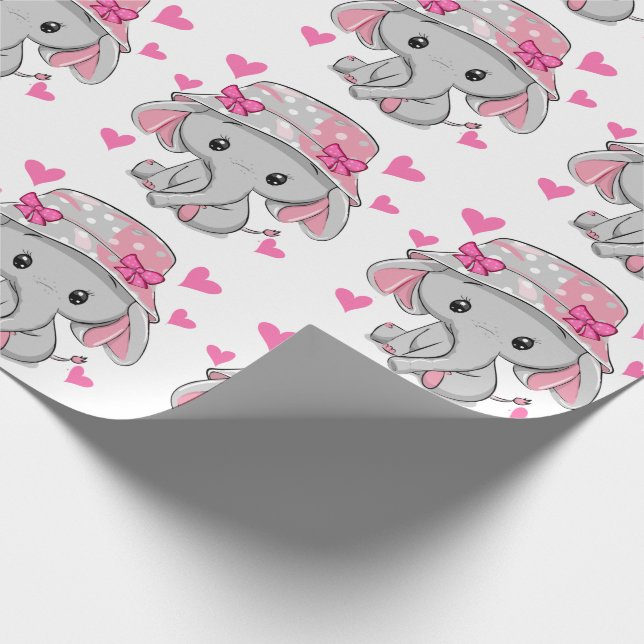 Papier Cadeau Bébé mignon Eléphant fille (Coin)